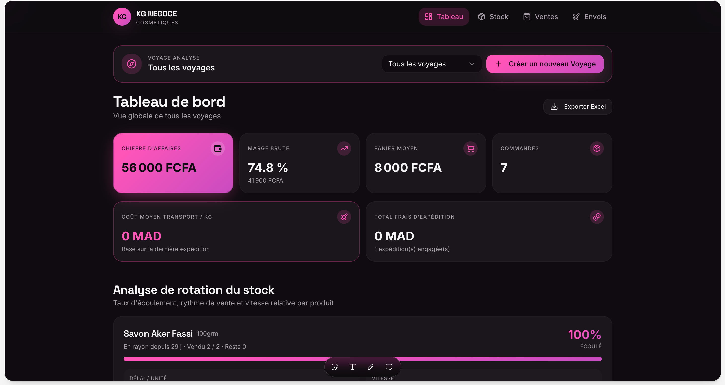 KG Négoce — Gestion de Fret & Transport — version ordinateur