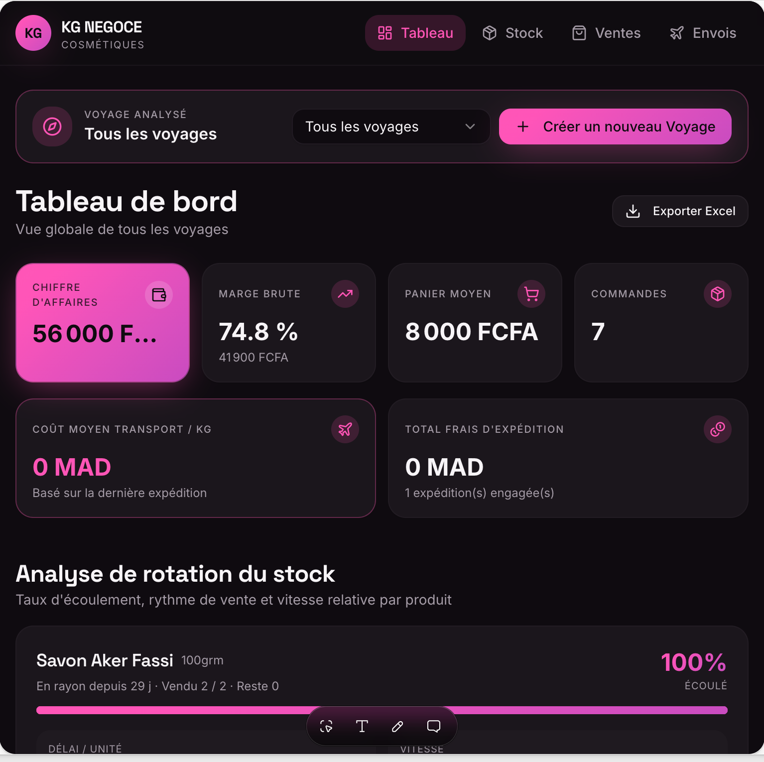 KG Négoce — Gestion de Fret & Transport — version tablette